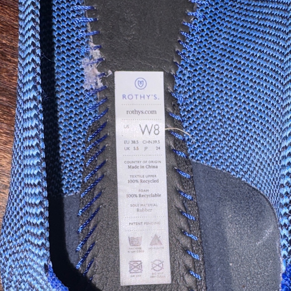 Rothy's women's Blue Knit Pointed-Toe Flats with Subtle Pattern size W8 - Picture 10 of 11